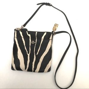 COACH zebra print leather crossbody